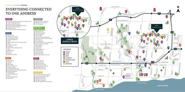 Oakpointe neighbourhood map — everything connected to one address